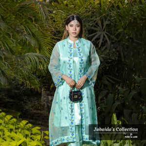 Aqua Muslin-Silk 3-Piece Suit