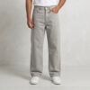 Half model view of Premium PURE & LUXE Ash Grey Baggy Fit Jeans for men featuring a wide-leg urban silhouette